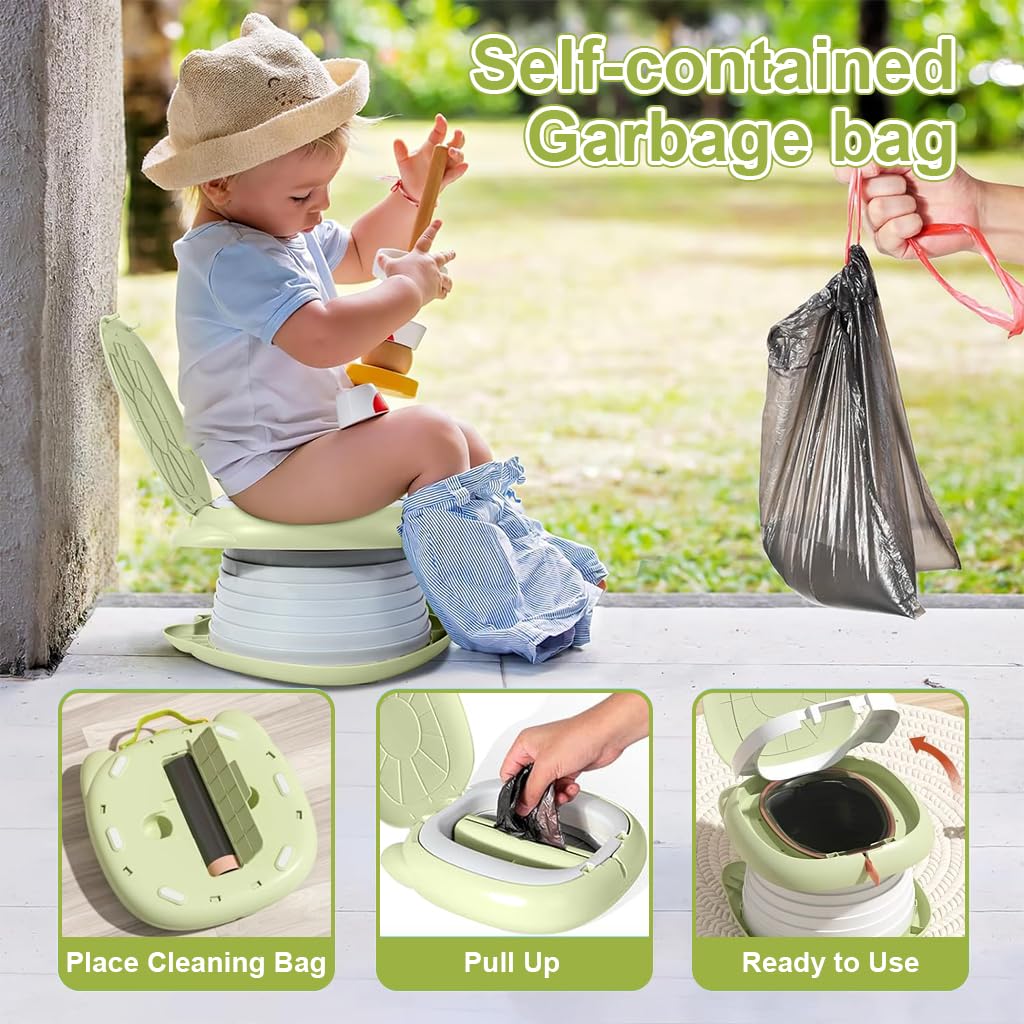 SNOWIE SOFT Potty Training Seat Potty Seat for Kids 1-3 years, Home Training Toilet potty seat for kids 3-5 years with Handle Potty for Toddler 1-6 Years, With Storage Bag & Waste Bag, Green