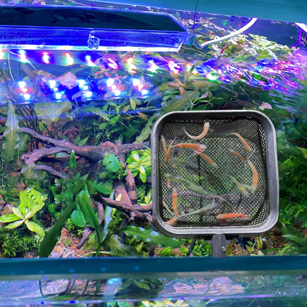 Qpets 18 Inch Small Aquarium Fish Net for Betta Fish Tank Stainless Steel Retractable Handle Design Square Fish Net for Small Fish Tank Betta Fish Tank