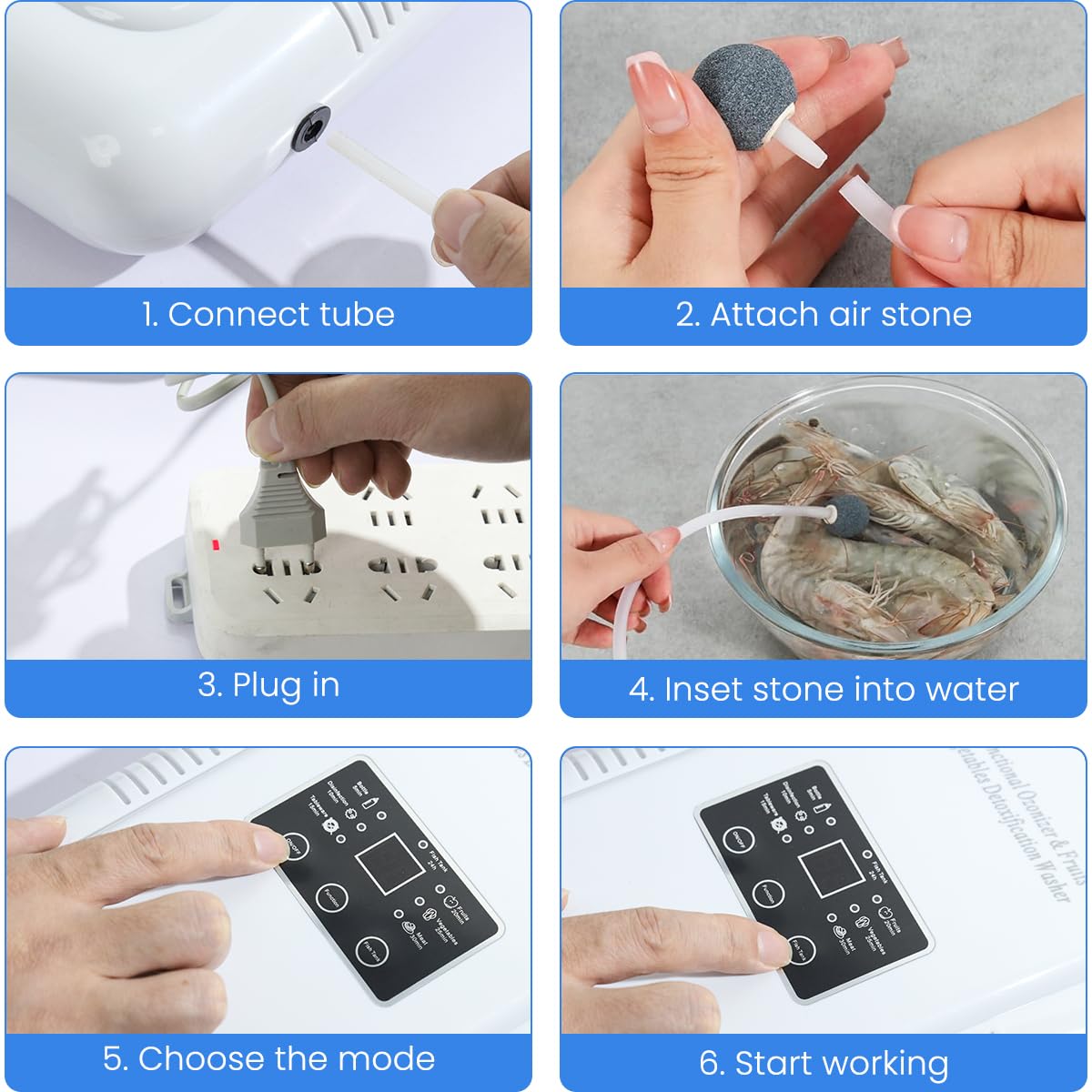 HANNEA Household Ozone Generator with Timer Multi-functional Ozone Generator for Air Purification, Water Treatment, Vegetable Cleaning 600mg/h Ozone Generator Machine for Purifying Water for Cleaning