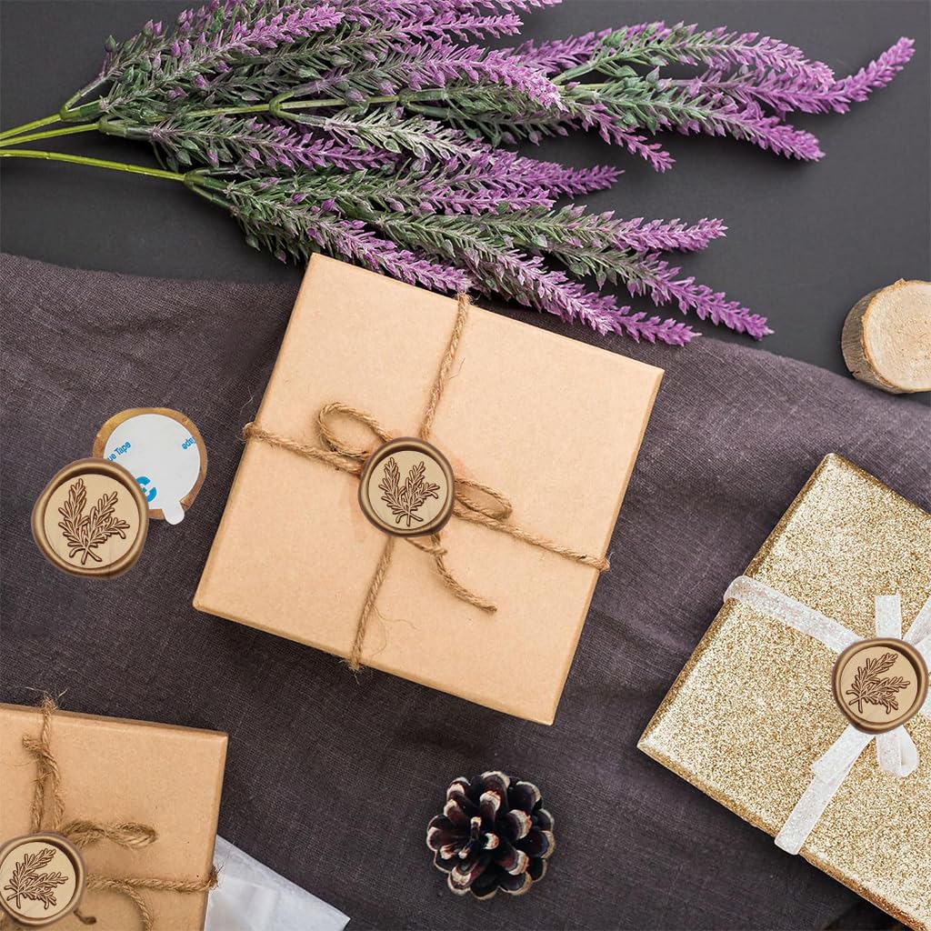 HASTHIP 10Pcs Golden Wax Seal Stickers - Wedding Invitation Envelope Seal Stickers, 1.2