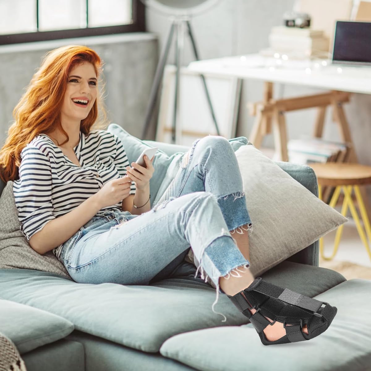 HANNEA Ankle-foot Orthosis, Foot Drop Splint Adjustable Ankle-foot Orthosis Wearable Night Splint for Improve Foot Drop Gentle Foot Support for Pain Relief and Healing