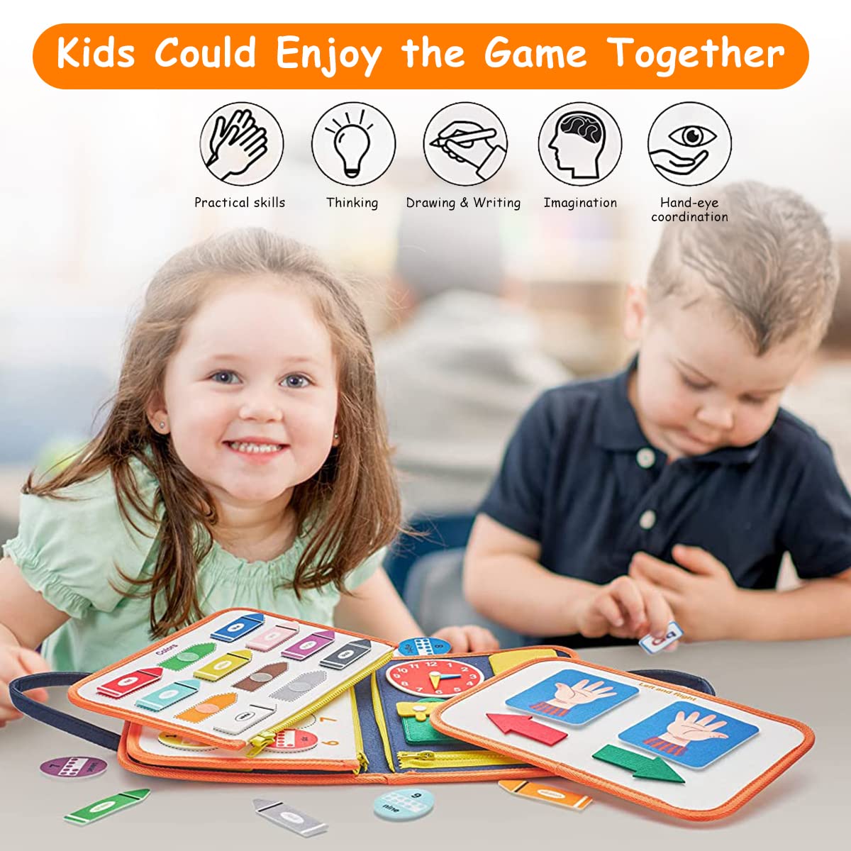 PATPAT Busy Board for Toddlers 1-3, Upgrade Montessori Toy for Develop Basic Skills, All in 1 Educational Toy for 1 2 3 4 Year Kids, Parent-Kids Activity Toy, Bag Design for Airplane Car Travel