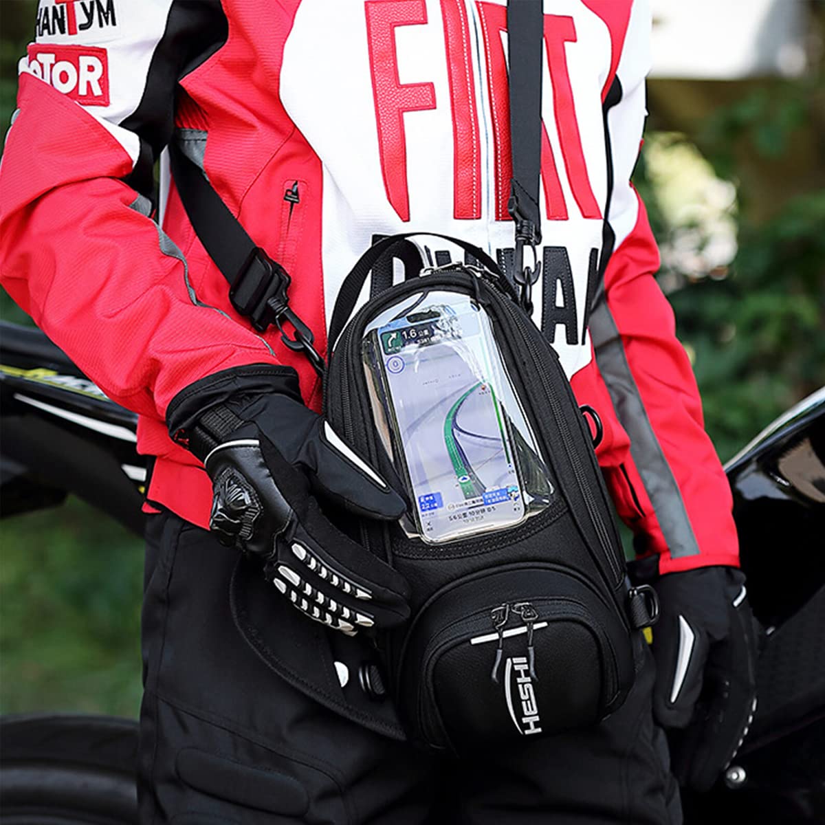 Optifit Tank Bag for Bike Riding with Rain Cover and Large TPU Touchscreen Window for Phone, Large Capacity and Waterproof Oxford-Cloth Motorcycle Tank Bag for All Motorcycles with Metal Tank