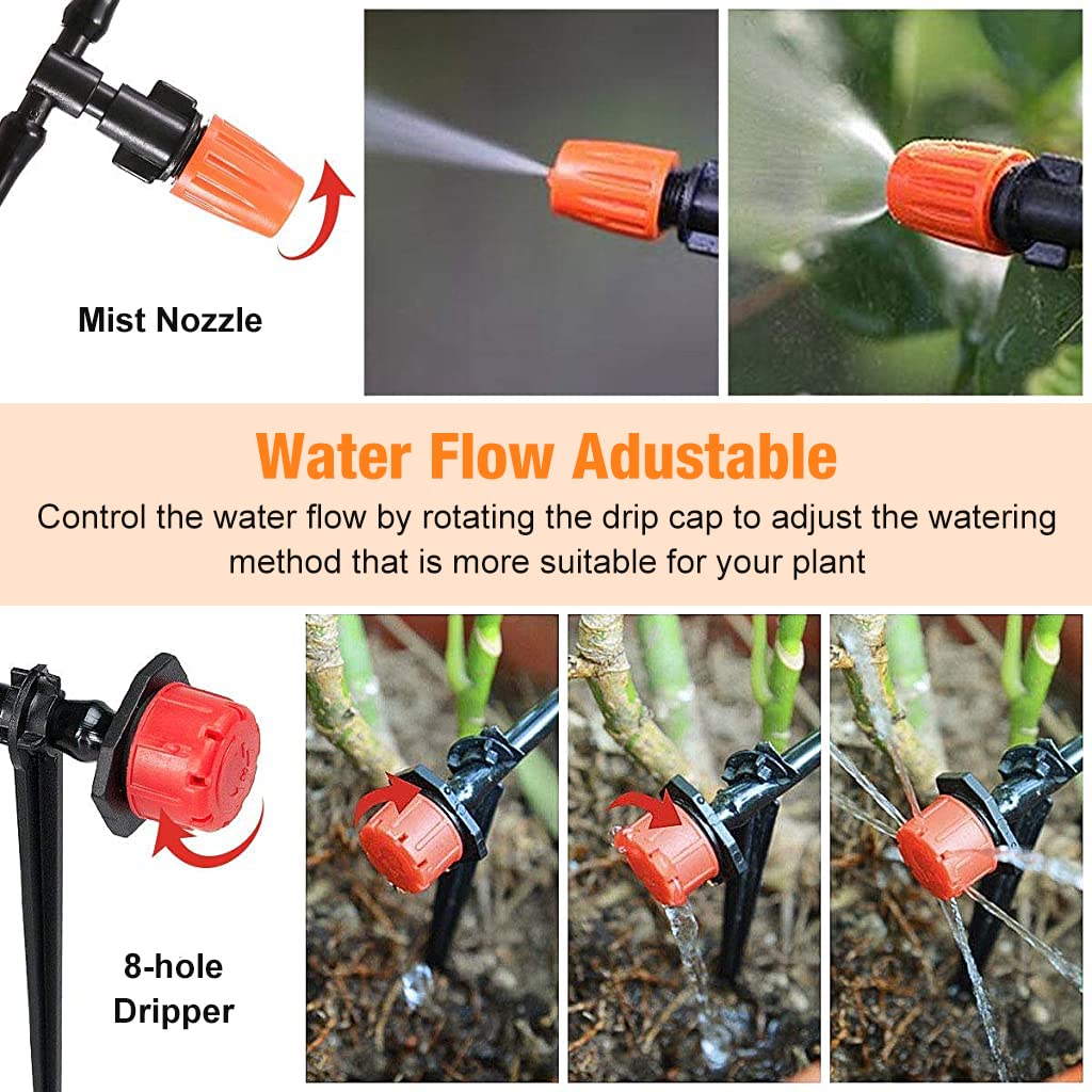 HASTHIP Drip Irrigation Kit for Home Garden 30 Plants with 30m Adjustable Micro DIY Irrigation Kit, Heavy Duty Drip Irrigation Accessories For 30 Pot with Install Kit