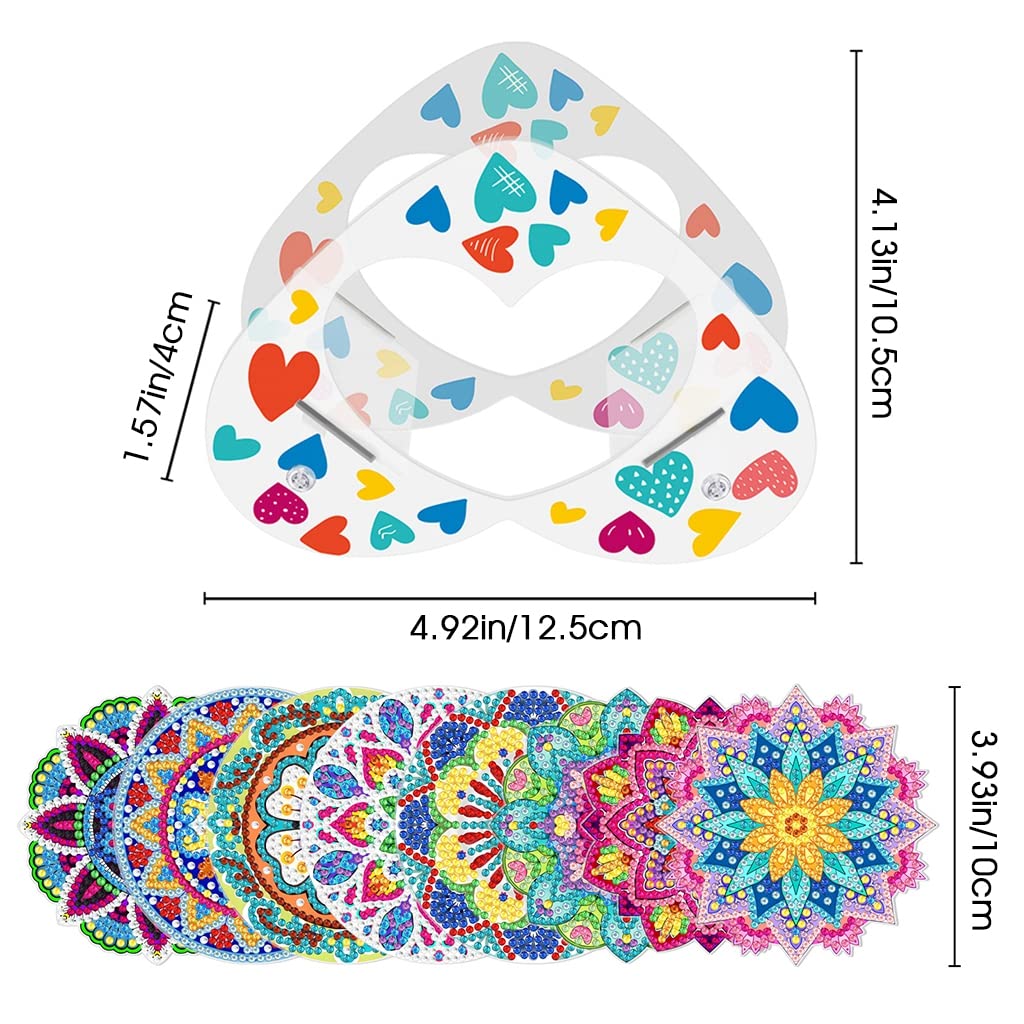 HASTHIP 8Pcs Diamond Painting Coasters with Holder, DIY Mandala Coasters Diamond Painting Kits for Beginners, Adults & Kids Art Craft