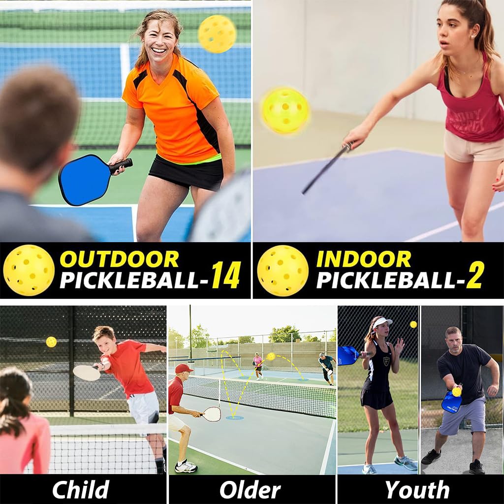 Proberos 4Pcs Outdoor Pickleball Balls 74mm Diameter Pickleball Balls Hard PE 40-Hole Pickleball Balls High Elasticity and Durable Outdoor Pickleball Balls