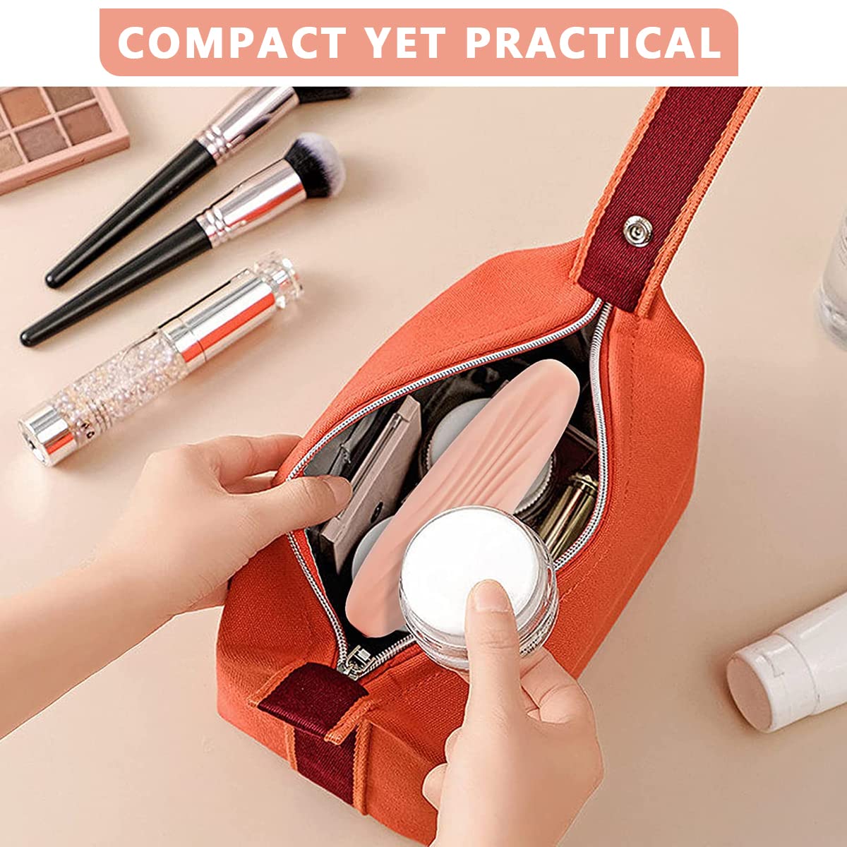 MAYCREATE Makeup Brush Holder Travel Silicone Cosmetic Face Brushes Holder, Portable Soft and Sleek Makeup Brush Organizer Pouch Tools (Pink)