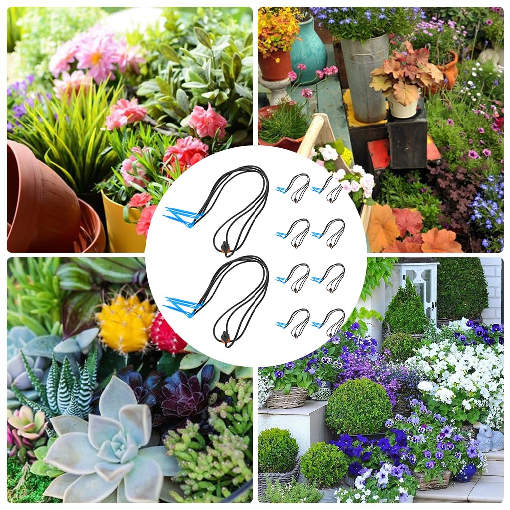 HASTHIP 10Pcs Slow Irrigation Drippers 4-Way Out Pressure Compensating Slow Irrigation Drippers Reuseable Gardening Slow Irrigation Drippers for Flower Bed, Lawn, Planter