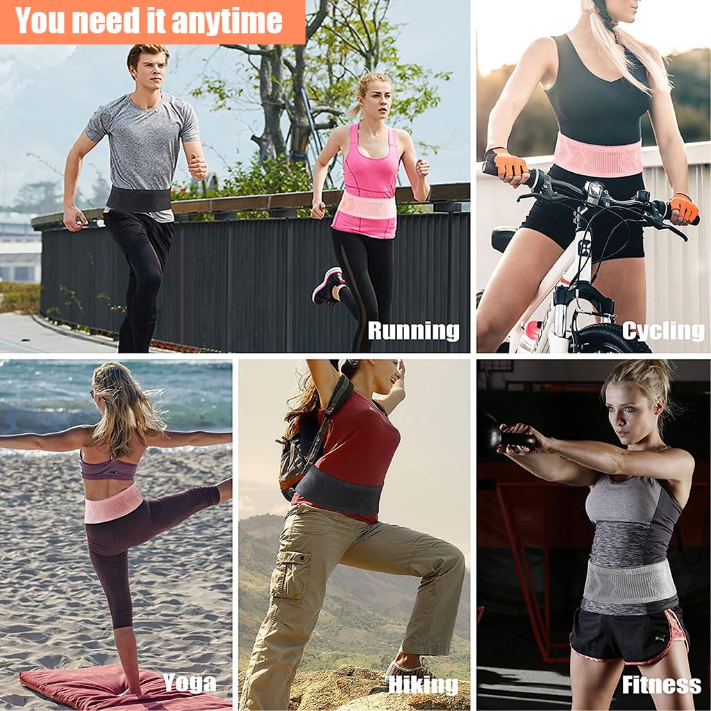 PALAY Slim Running Belt Bag with Hook Elastic Waist Bag for Keep Phone, Keys, Earbuds, Waist Bag with Large Capacity Running Waist Pack for Workouts, Exercise, Cycling, Travel, Grey
