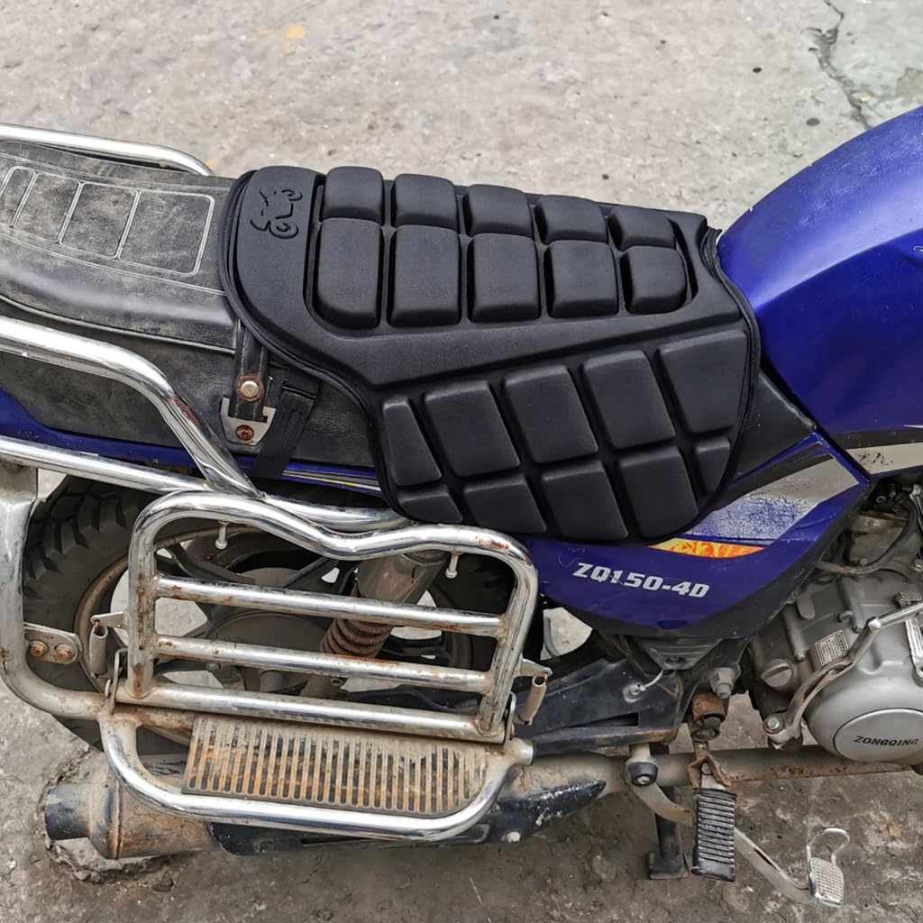 STHIRA Motorcycle 3D Seat Cushion Full Coverage Breathable Motorcycle Seat Cushion Shock-Absorbing Seat Cushion Anti-Slip Motorcycle Seat Cushion with Adjustable Elastic Strap