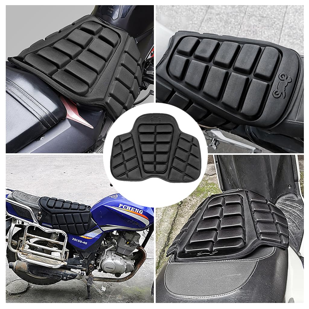 STHIRA Motorcycle 3D Seat Cushion Full Coverage Breathable Motorcycle Seat Cushion Shock-Absorbing Seat Cushion Anti-Slip Motorcycle Seat Cushion with Adjustable Elastic Strap