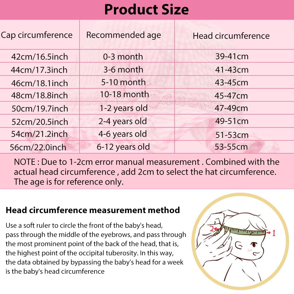 SNOWIE SOFT Baby Hat Baby Girls Cap Cute Baby Girls Sun Hat for Toddler Girls Cotton Baby Hats for Girls Stripy Bucket Hat for Outdoor UV Protection Hat for 3-12 Month, Pink