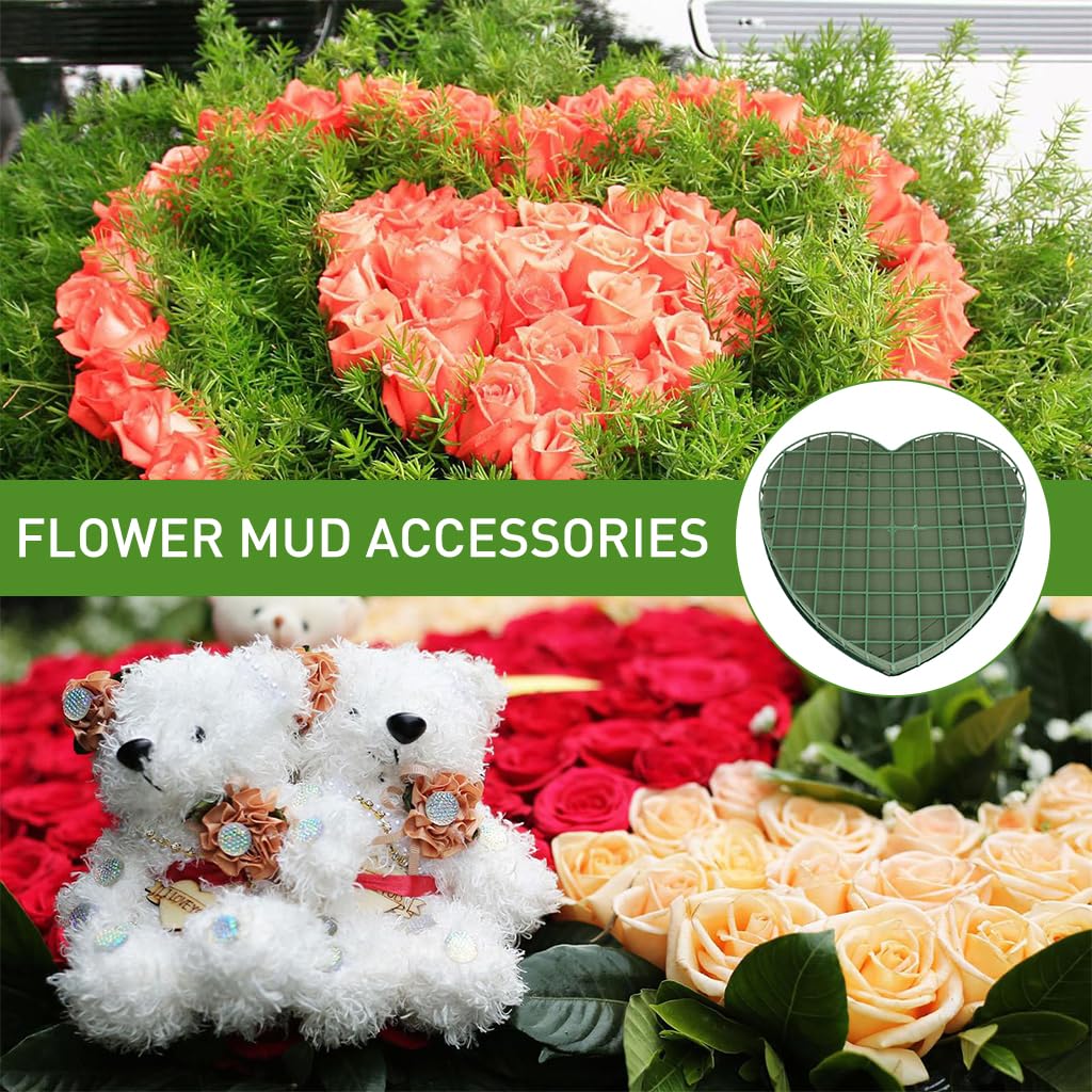 HASTHIP Heart Shape Floral Foam Frame for Wedding Car Flower Decoration Strong Suction Cup Flower Arrangement Frame with Floral Foam Wall Room Decor Floral Foam Heart Shape Frame, 20x21cm