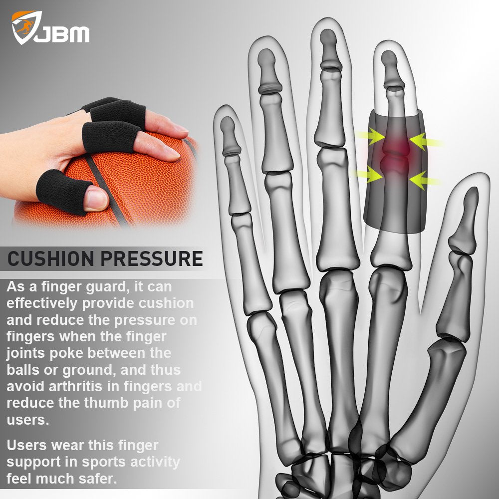 ZIBUYU® Finger Sleeves Protectors Adjustable Finger Support for Pain Relief with Comfortable Cushion Pressure for Exercise, Volleyball, Badminton Finger Brace Support Men & Women (Black) - 10 Pcs