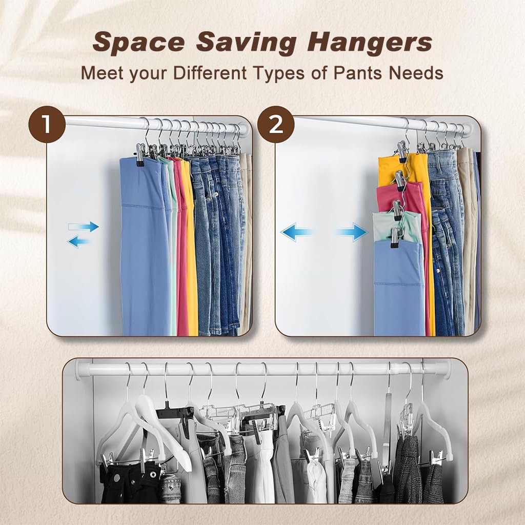 HASTHIP 10Pcs Wardrobe Clip Hangers Leggings Clip Hangers Rubber Coated Single Clip Hanger Hanging Clip Space Saving Hanger Closet Organizers for Leggings, Pants, Bras, Trouser