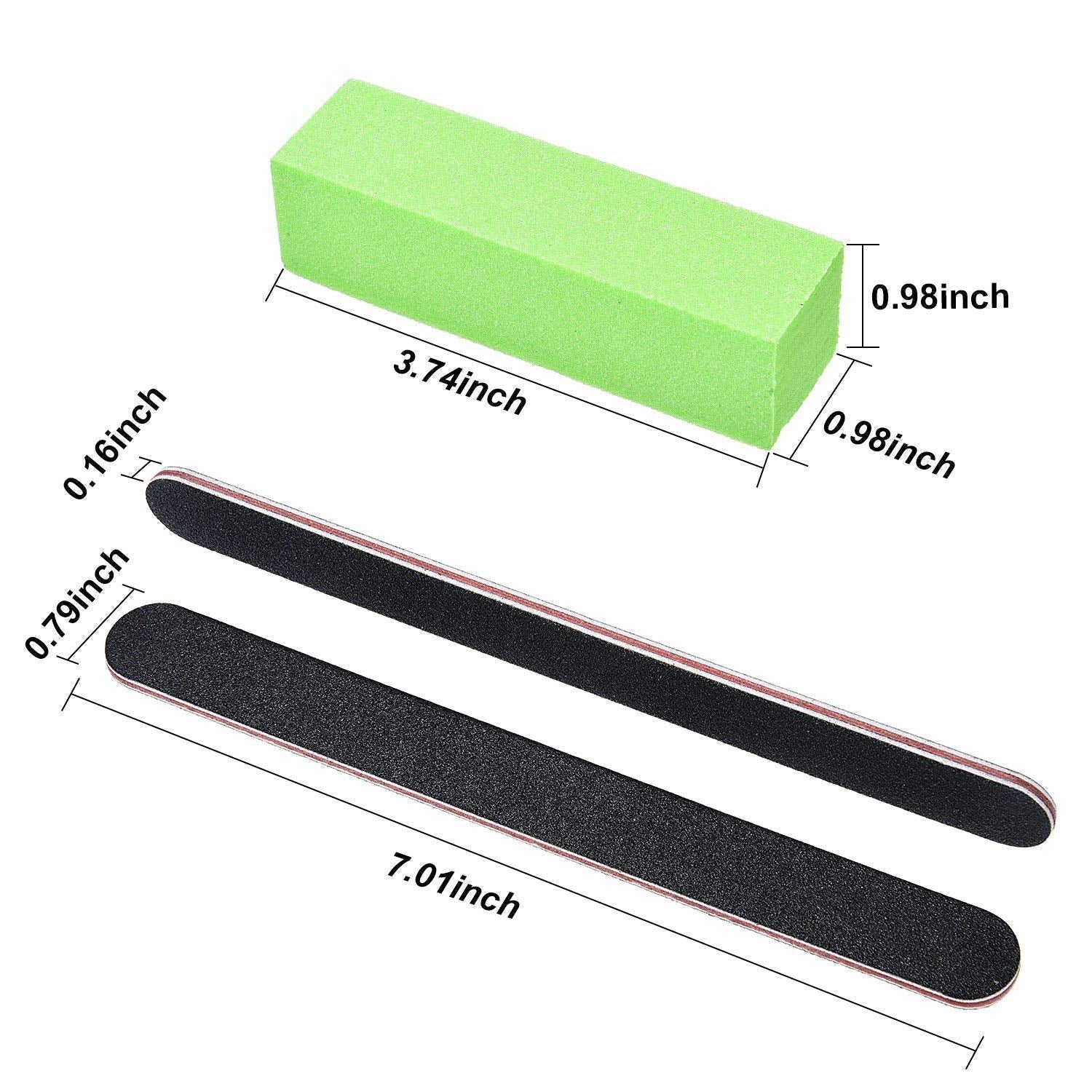 HASTHIP 12Pcs Colorful Professional Manicure Nail Files and Rectangular Nail Art Care Buffer Set Block Tools Kit with 100/180 Grit Nail Shaper