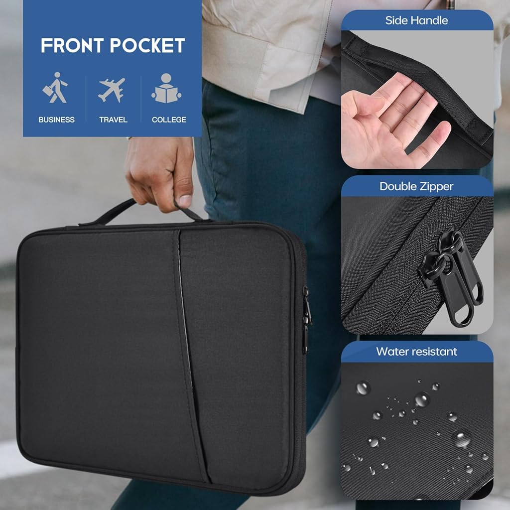 ZORBES® 13-Inch Laptop Handbag, Waterproof Nylon Carrying Case with Cotton Padded Interior, Zippered Organizer Pockets & Handle for Travel, Work, or School