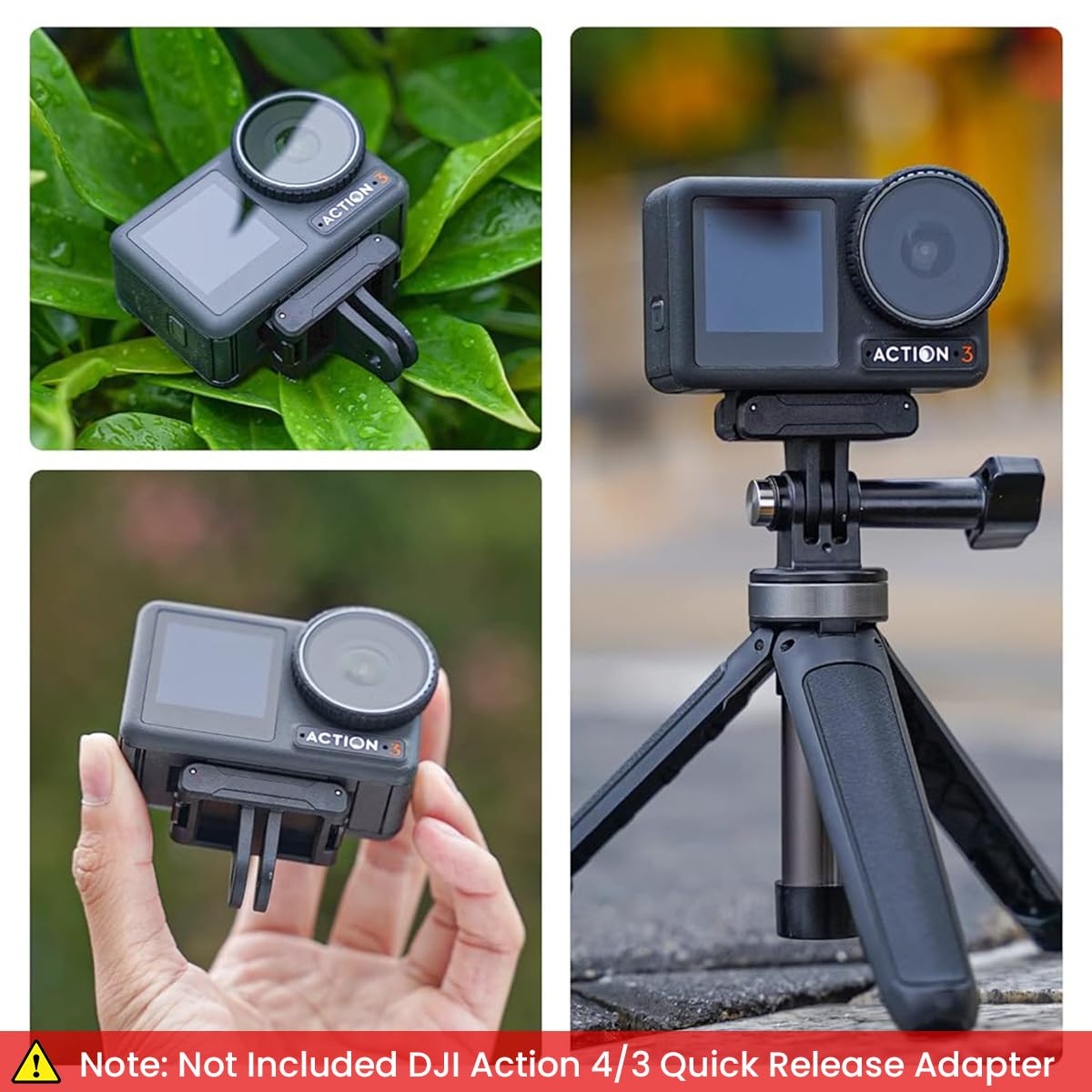 ZORBES Magnet Adapter Mount for DJI Action 4/3 Quick Release Adapter with Secure Claws Outdoor Tripod Adapter Mount Accessory for DJI Action 4/3