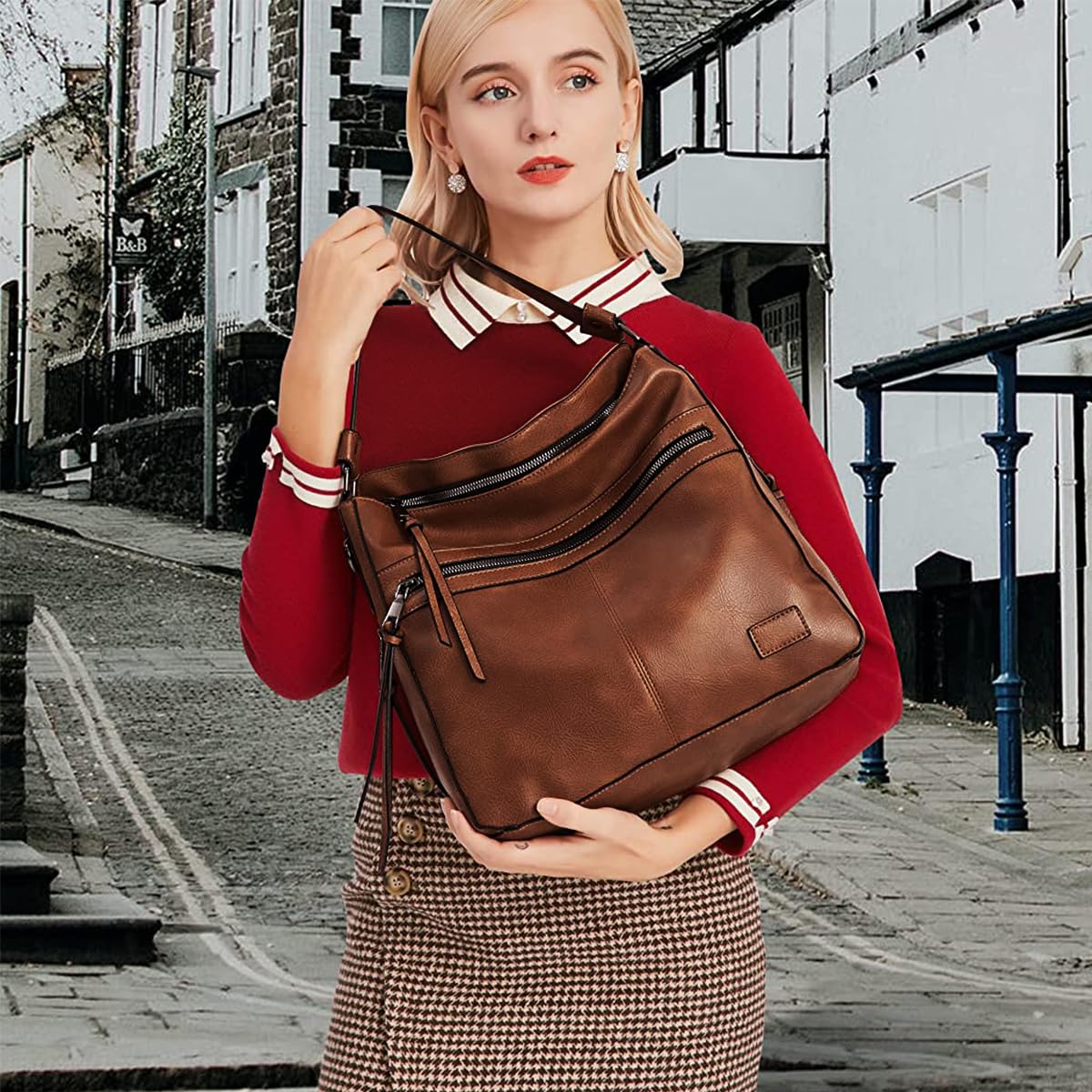 PALAY Hobo Bags for Women Handbag Soft Vegan Leather Tote Bag for Travel Large Capacity Commuter Bag, Shoulder Bag with Purse Gift for Ladies
