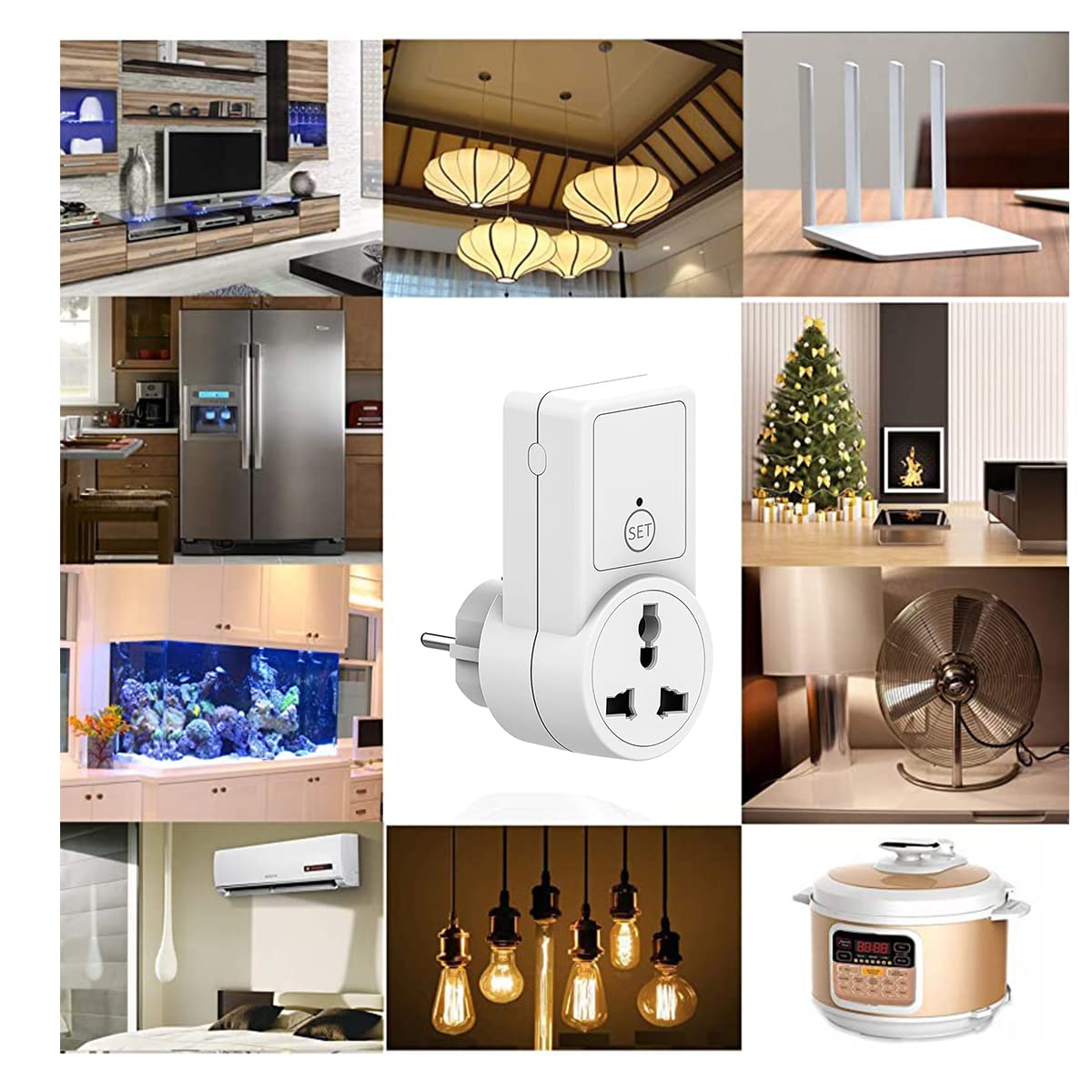 Serplex Remote Control Socket Wireless Electrical Outlet Plug Socket Power Outlet to 3/2-prongs Socket, Smart Socket for Lights, Lamps, Fans, 100ft RF Range, Remote Socket Set, 1 Remote + 1 Outlet