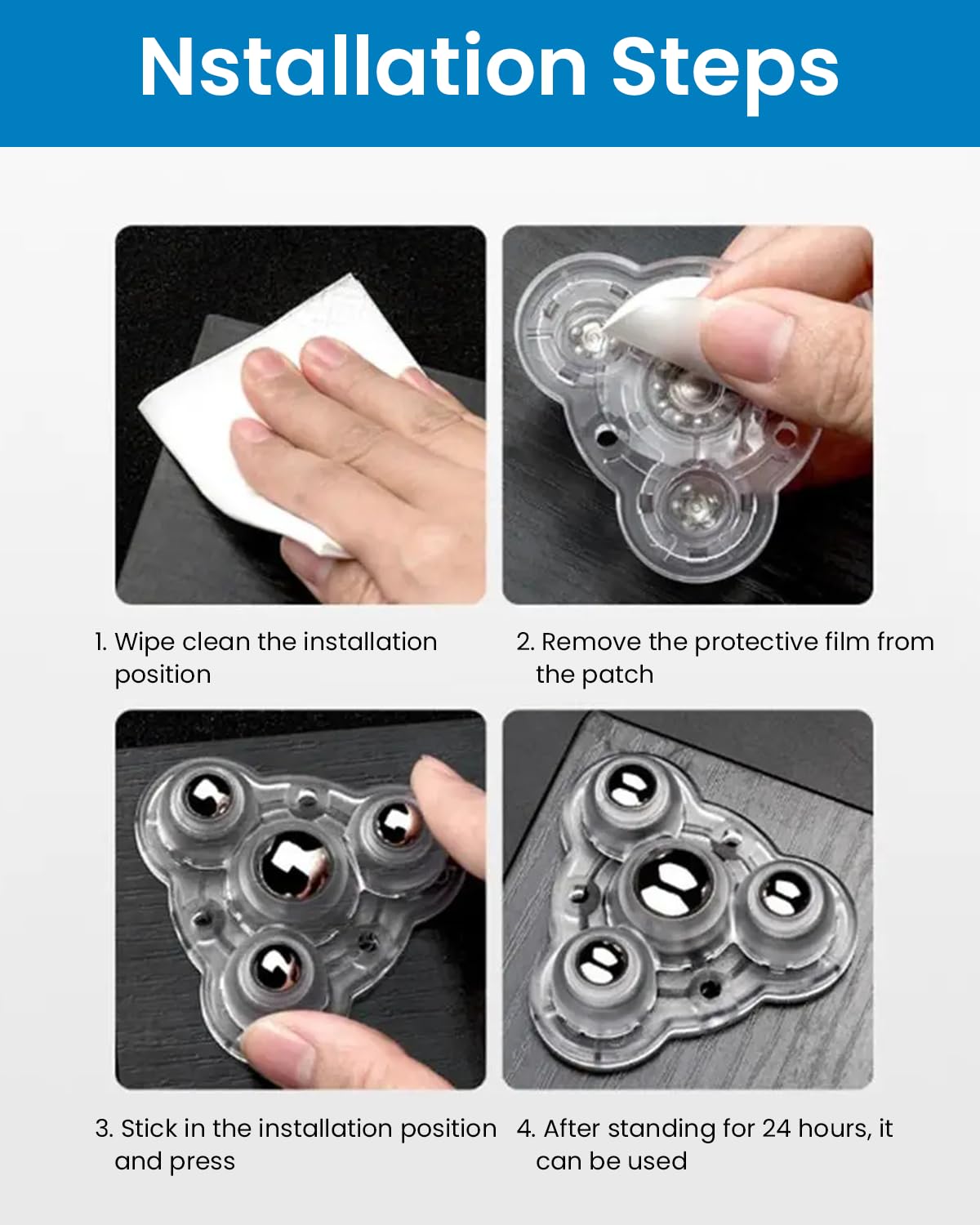 HASTHIP 4Pcs Self Adhesive Caster Wheels 360° Rotation Caster Wheels for Small Appliances, 2.4 Inch Swivel Wheels for Furniture Moving, 25KG Load Capacity Per Caster, for Trash Can, Storage Bins