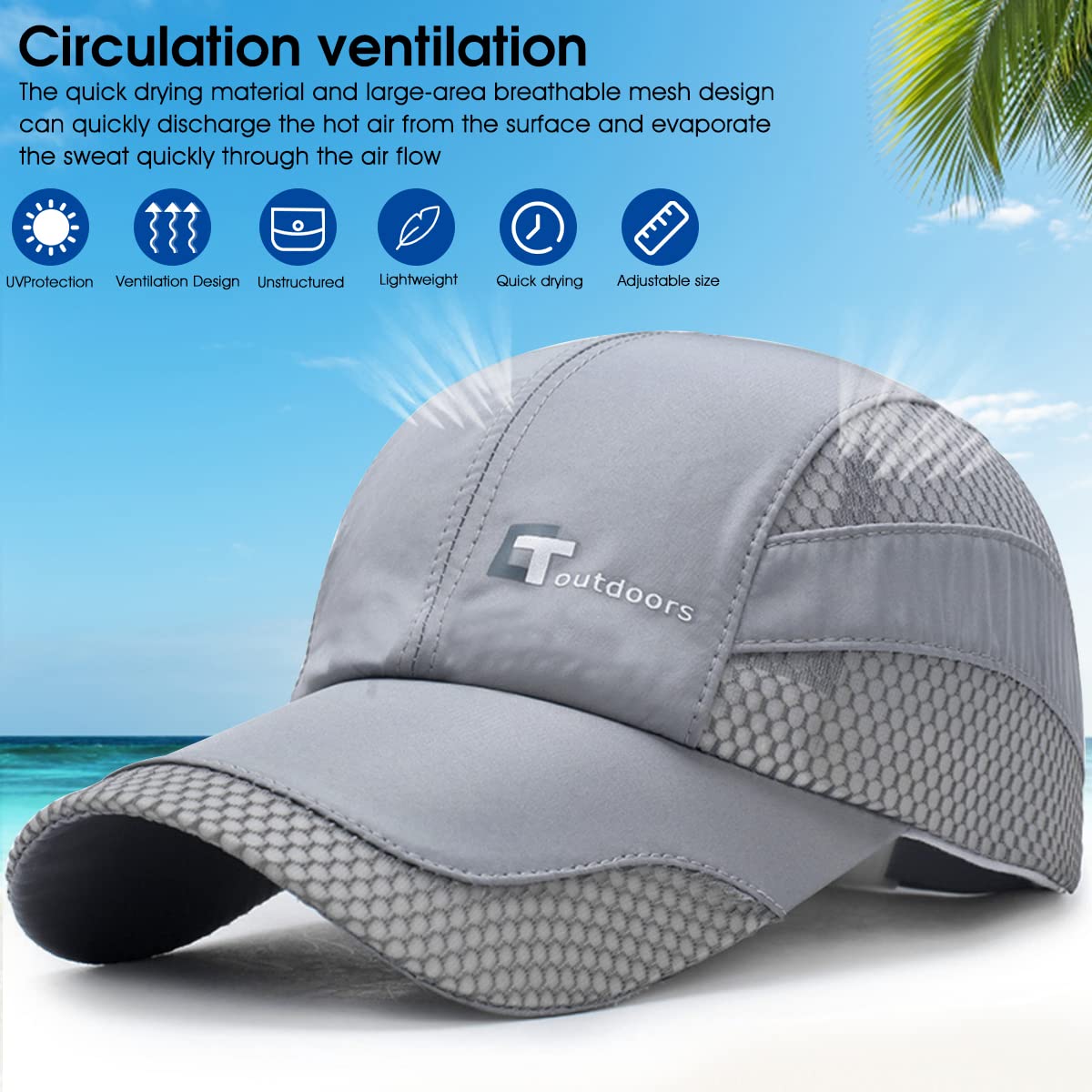 GUSTAVE Sports Caps for Men Summer Baseball Caps for Men Cap for Men Stylish Branded Stylish Cap for Shopping Fishing Outside Adjustable Buckle Closure(Grey)