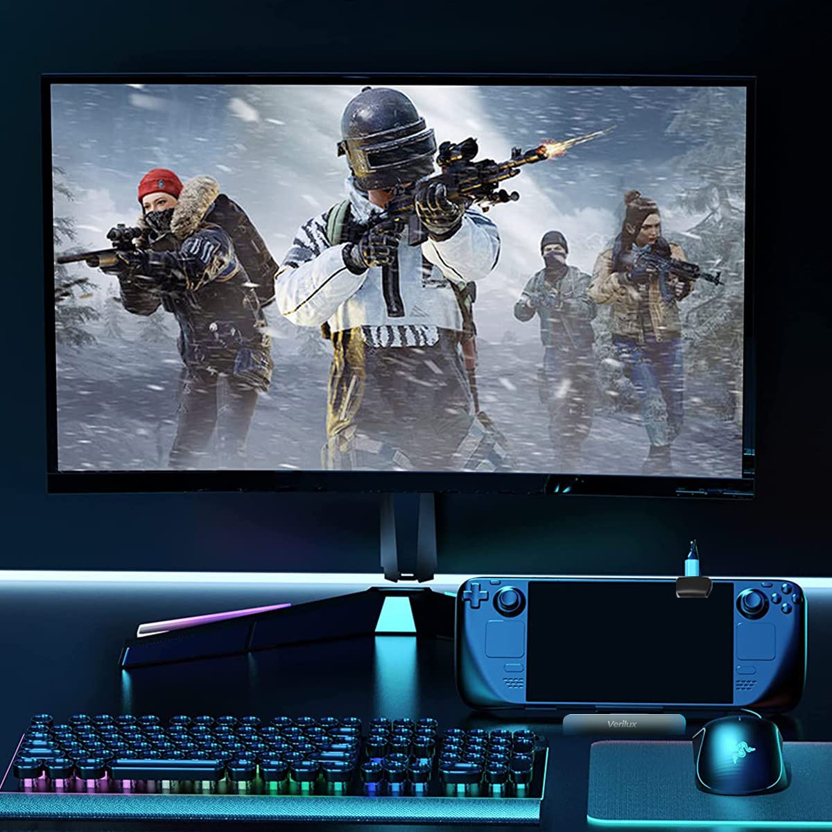 Verilux Multipurpose Gaming Steam Deck Steam Dock Station 6 in 1 Steam Dock USB Hub with HDMI 2.0 4K@30Hz, Gigabit Ethernet, USB Port for Charging, Data Transfer