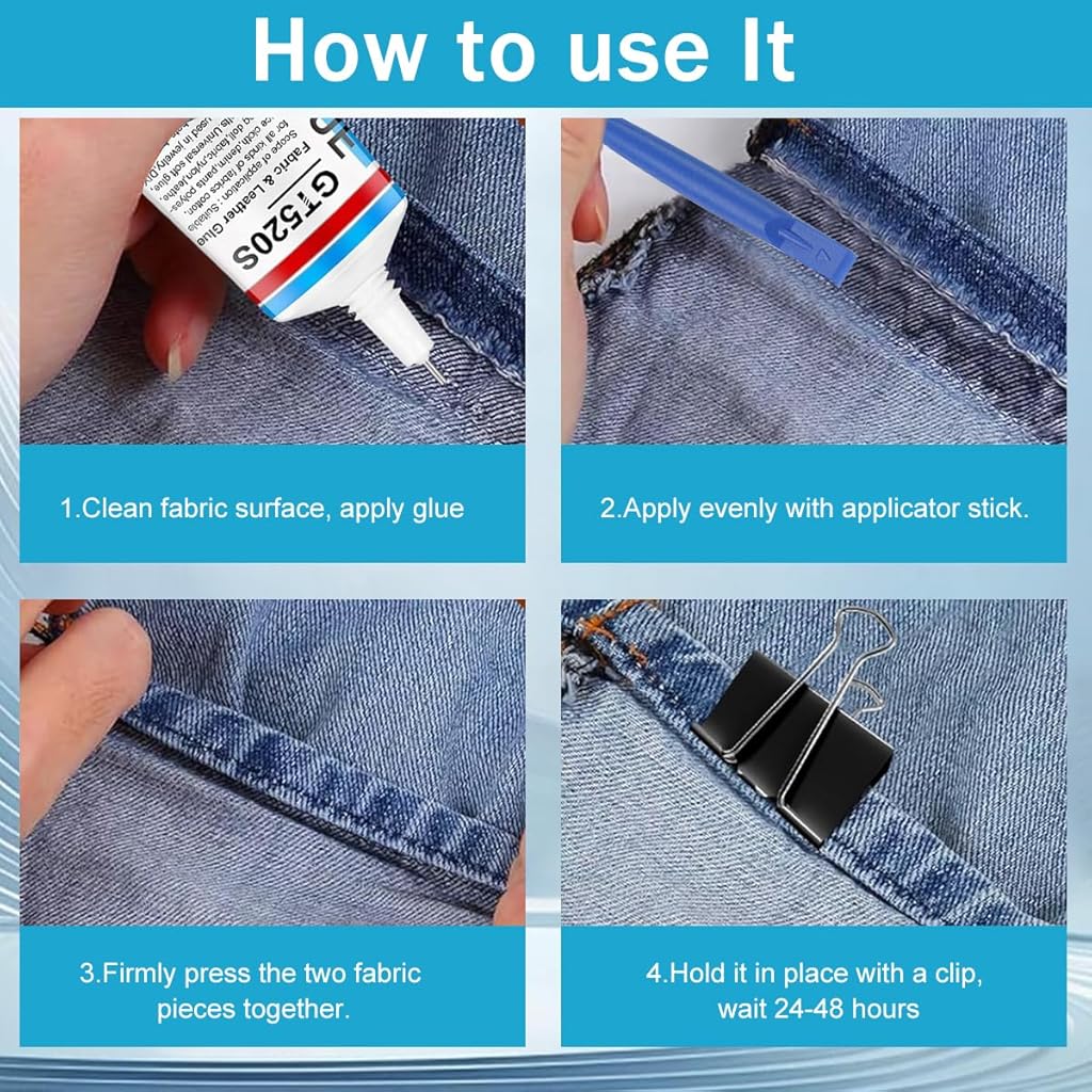 HASTHIP Slow Dry Fabric Repair Liquid Glue Multi-Purpose Strong Bond Adhesive for Clothes, DIY Crafts Seamless Repair Glue for All Fabrics, Paper Crafts, Clay Craft, Felt Craft, 60ml, with 2 Pry Bars