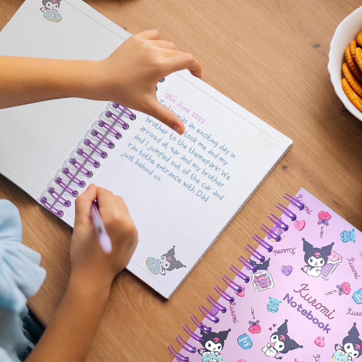 HASTHIP 23Pcs Kawaii Kuromi School Supplies Set, Kawaii Stationeries Set with Notebook Pencil Pouch, Click Pens, Card Holder, Book Markers, 50Pcs Kuromi Stickers, Note Stickers, Girls School Gift Set