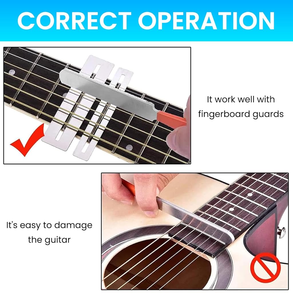 HASTHIP® Fret End File for Guitar Repair, with 2 Fret Guards, 7.2 inches Stainless Steel Fret End File Fret Dressing File Guitar Fret End Dressing Tool