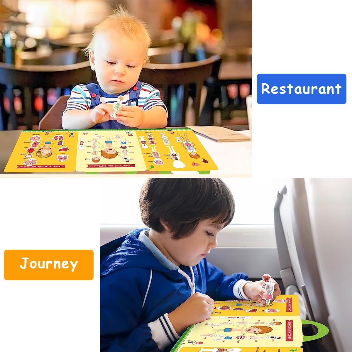 PATPAT Stickers for Kids Montessori Busy Books for Kids, Body Learning Reusable Stickers for Toddlers, Educational Toys Stickers for Kids Sticker Book Learning Toys Birthday Gifts for Kids 3+ Years