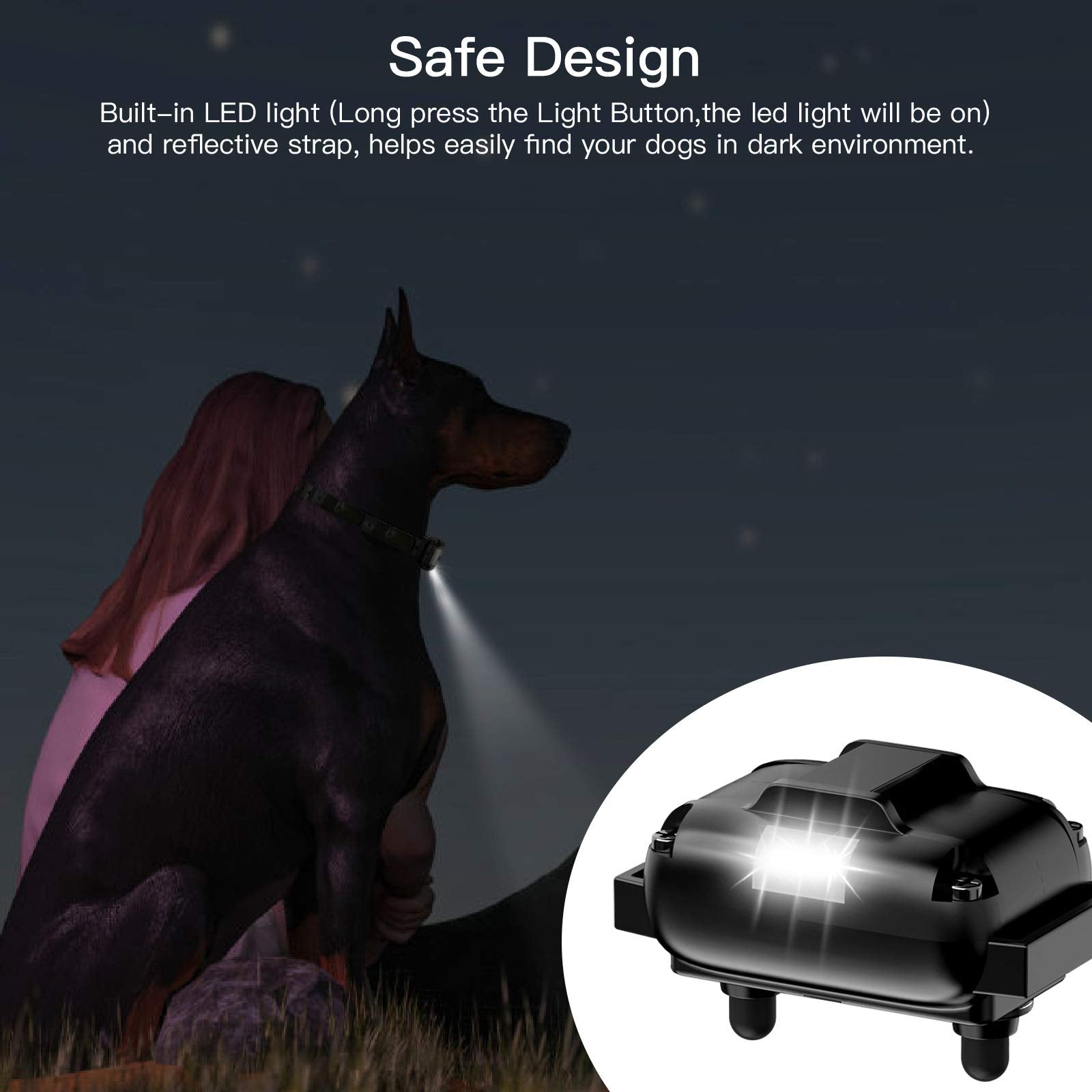 Qpets Electric Dog Training Collar, Remote Control Within 2600ft 5 Training Modes, Beep, Vibration, Pulse, Light, Keypad Lock. for Training Behavior Command for Doberman Pinscher, German Shepherd