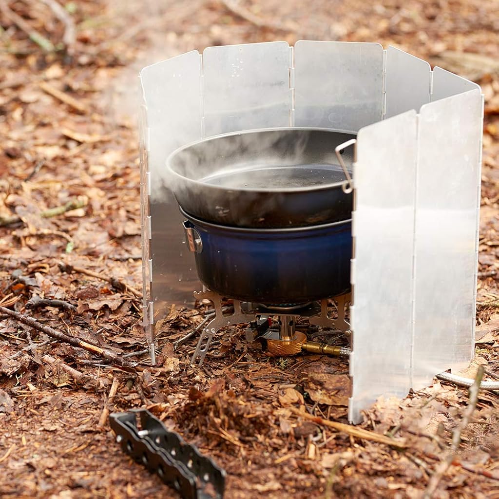Proberos® 2pcs 84x24cm Aluminum Camping Stove Windscreen, 10-Panel Folding Windshield With Nylon Pouch, Large Outdoor Windproof Screen For Wood & Gas Stoves