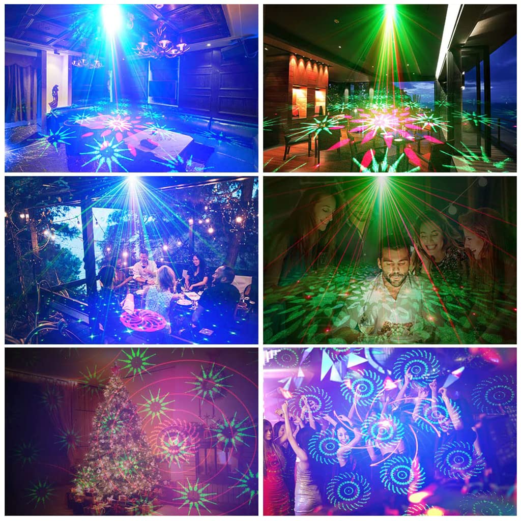 ELEPHANTBOAT DJ Light Party Disco Light for Home Party with Laser Light Remote Control RGB Led Disco Ball 72 Pattern 6 Color & Sound Active Modes Dancing Light for Room Magic Lights for Diwali KTV