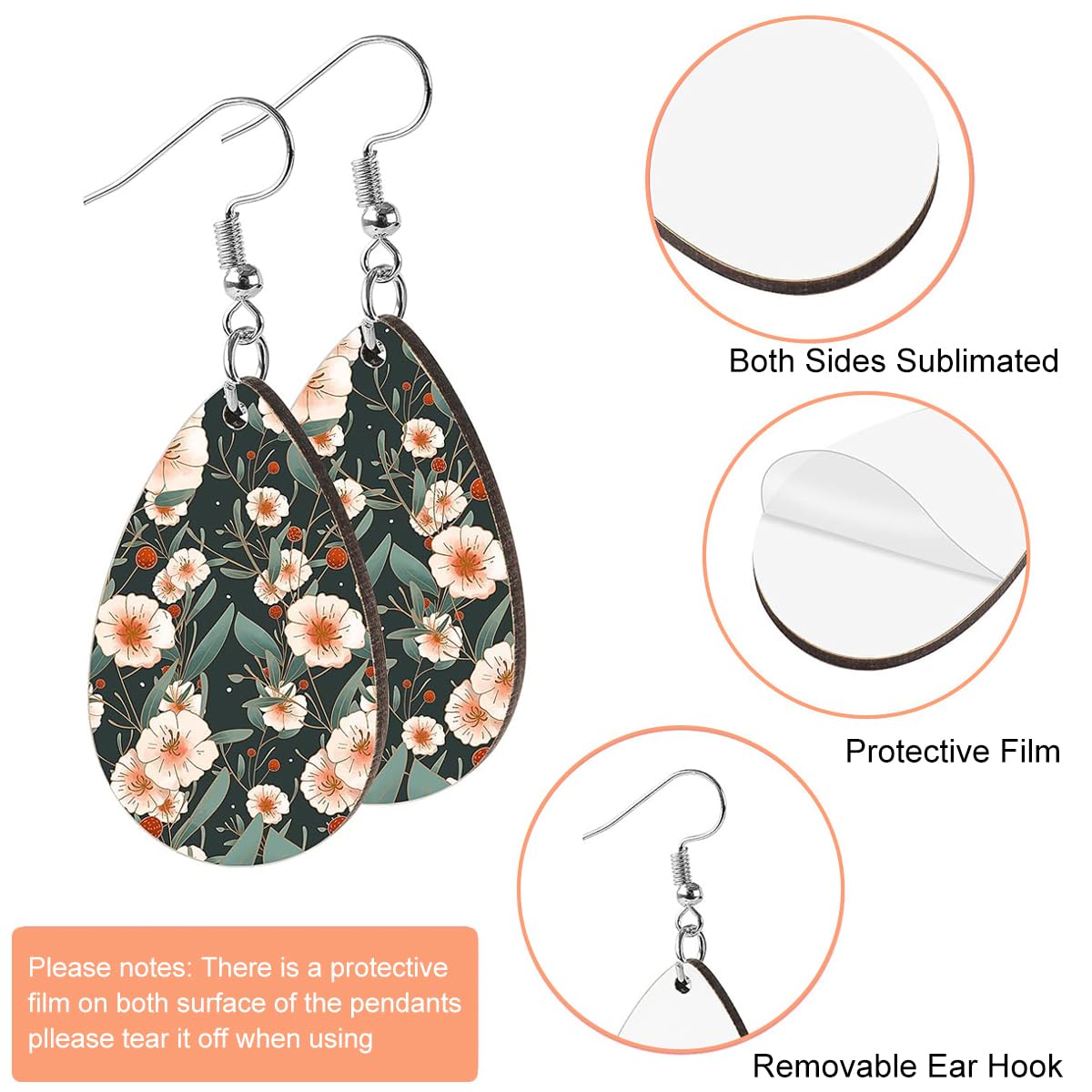 MAYCREATE 50Pcs DIY Raindrop Earrings Making Kit Sublimation Earrings Making Kit DIY Sublimation Craft Jewelry Making Accessories Kit for DIY Raindrop Dangle Earring
