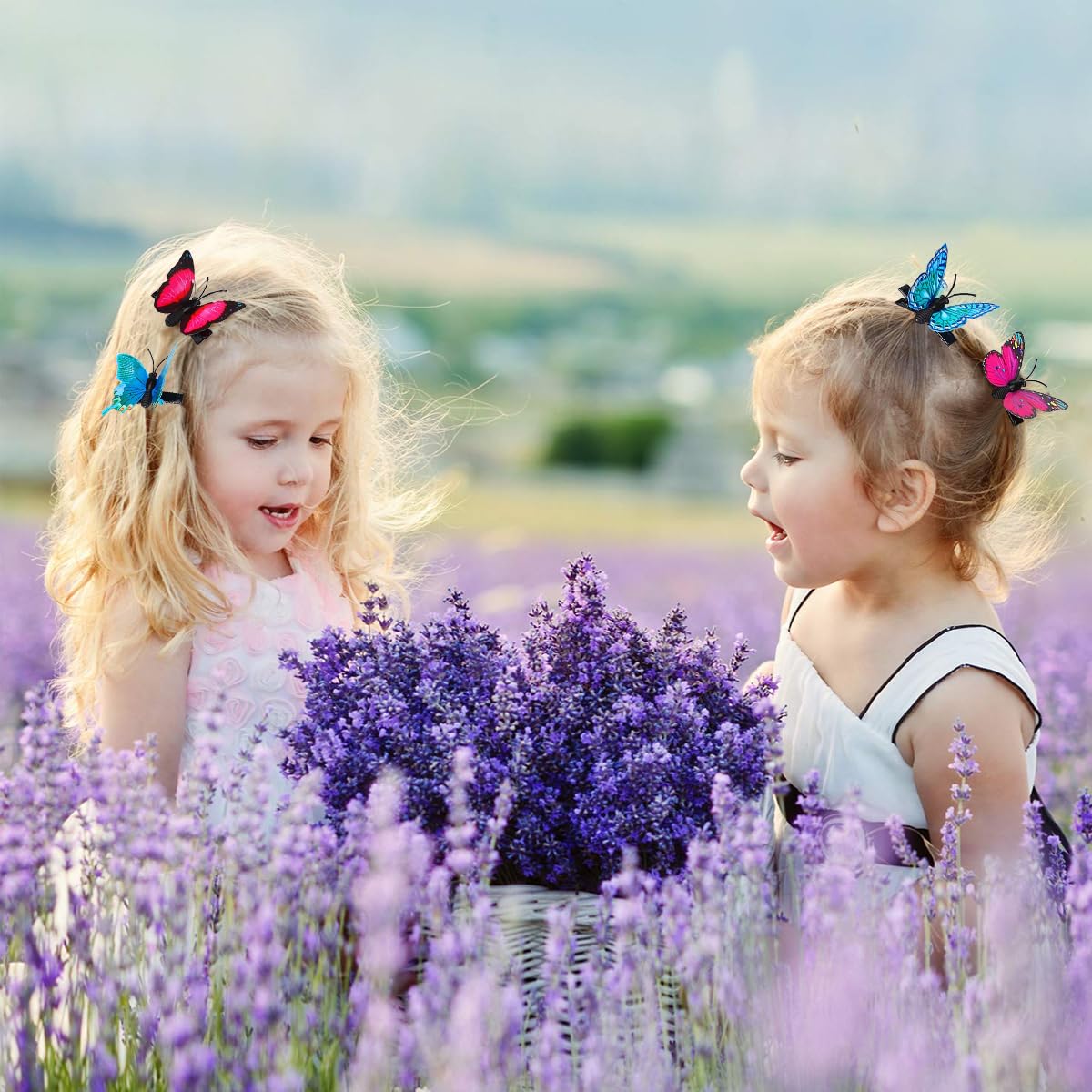 PALAY 50pcs Butterfly Hair Clips for Girls Kids, Cute Vivid 3D Butterfly Barrettes, Stylish Hair Clip Hair Accessories for Girls Teens Women Bridal, Party Favors
