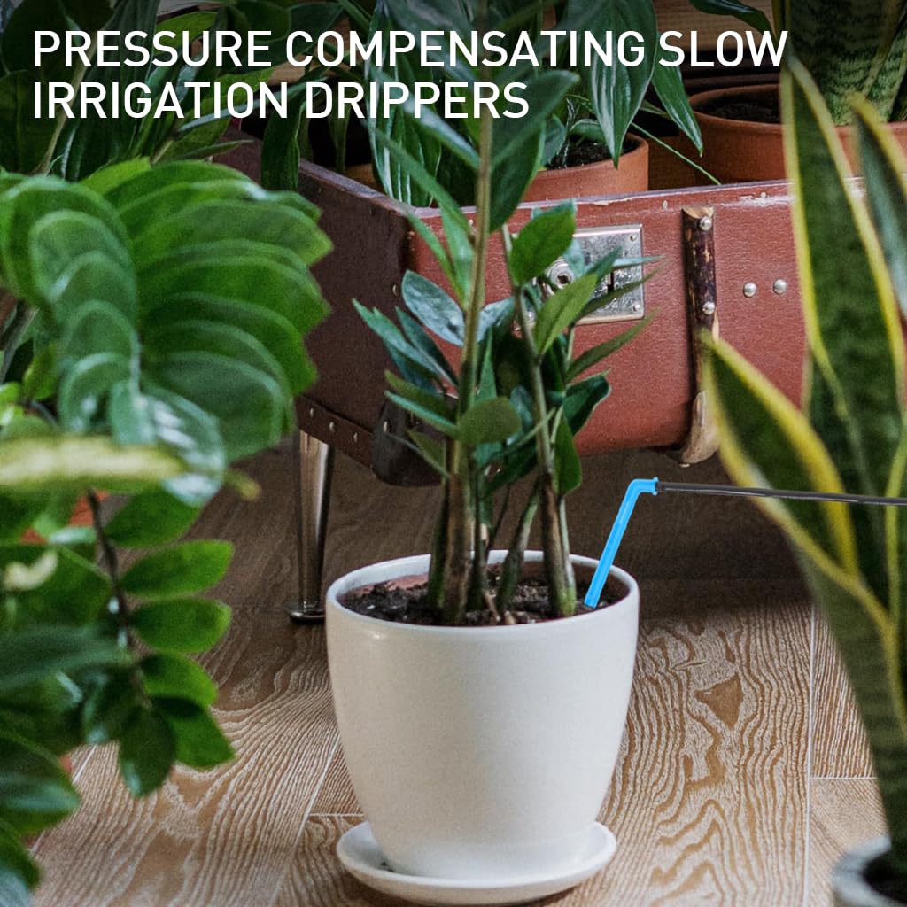 HASTHIP 10Pcs Slow Irrigation Drippers 4-Way Out Pressure Compensating Slow Irrigation Drippers Reuseable Gardening Slow Irrigation Drippers for Flower Bed, Lawn, Planter