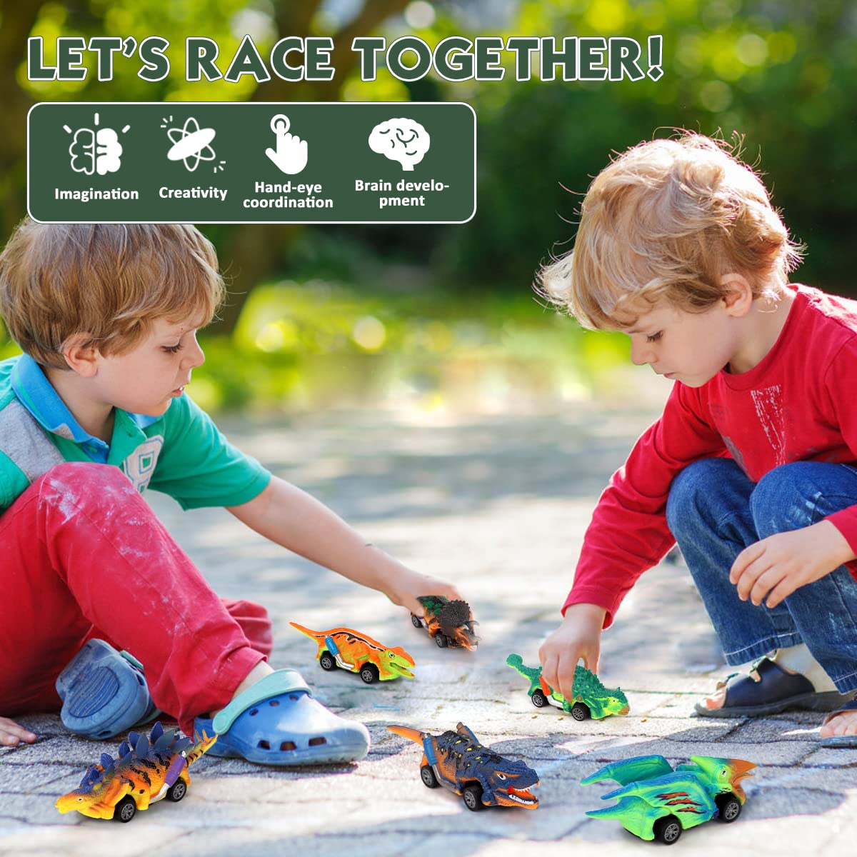 PATPAT Kids Dinosaur Toys Pull Back Cars, 6PCS Dinosaur Toys for 2 3 4 5 Year Old Boys Girls, Boy Toys for 3-5 Years Old, Dinosaur Car Toy Set, Kids Christmas Birthday Gifts (Multicolor)