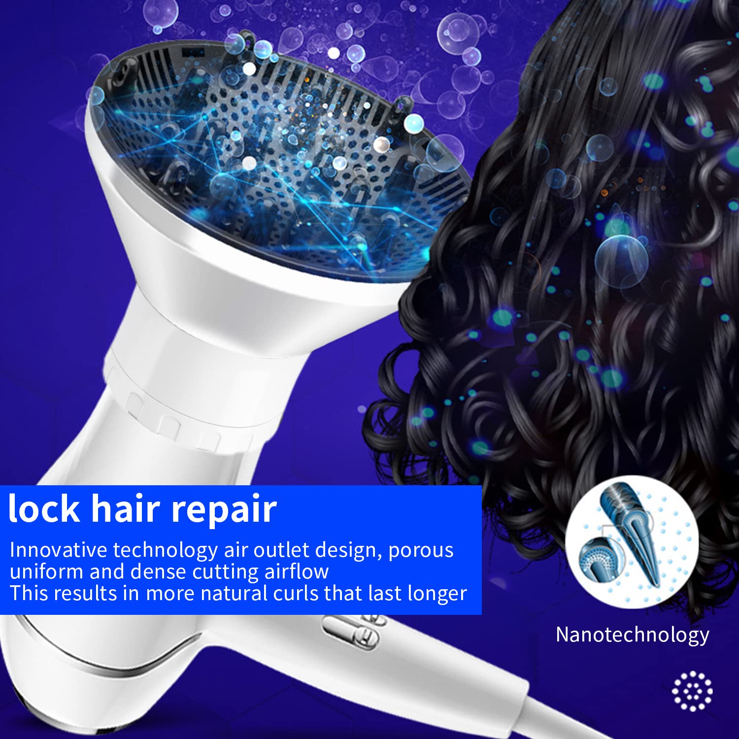 MAYCREATE Hair Diffuser for Curly Hair Diffuser Universal for 1.4'' to 2.6'' Professional Hair Dryer for Frizz Free Curls and Waves Hair Coming with Shampoo Massager Scalp Brush