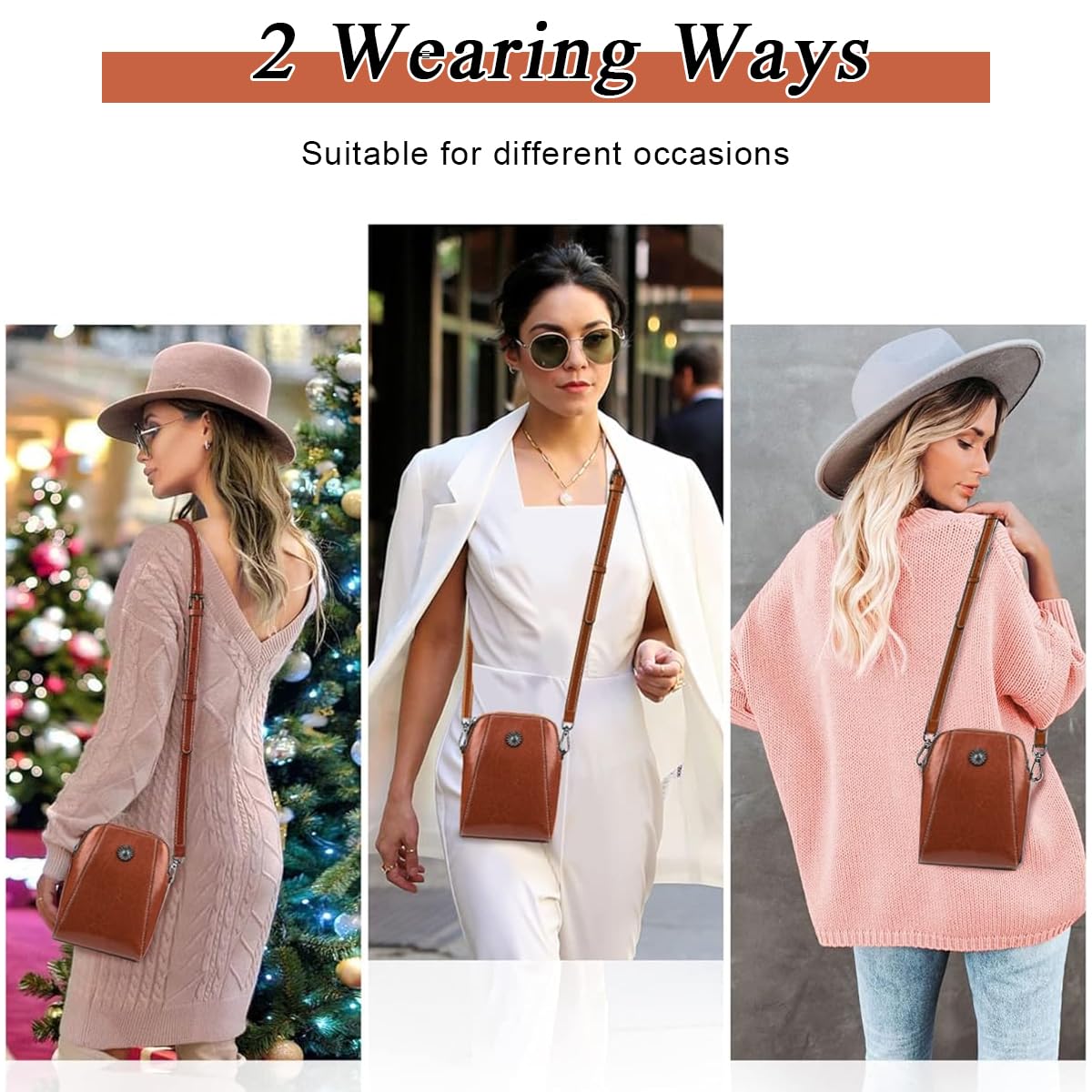 PALAY Small Women Crossbody Phone Bag Vintage Brown PU Leather Shoulder Bag Fashion Women Small Sling Bag Phone Pouch Purse Bag