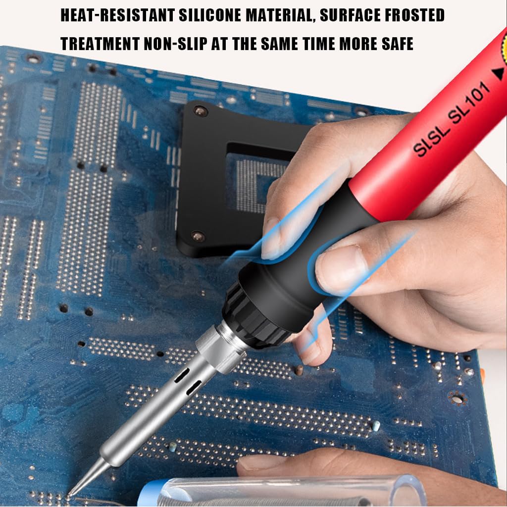 Serplex Soldering Iron Kit, Soldering Iron 60 Watt Original 200 to 450°C Adjustable Temperature Soldering Gun Electric Soldering Kit Set with 5 Soldering Iron Tips, Soldering Wire, Flux (12pcs)