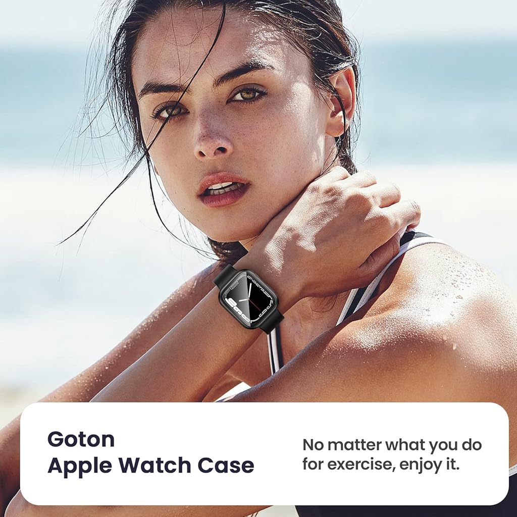 ZORBES Waterproof Cover Case Compatible with Apple Watch Series7, Protective Hard PC Cover Case (41mm Black)