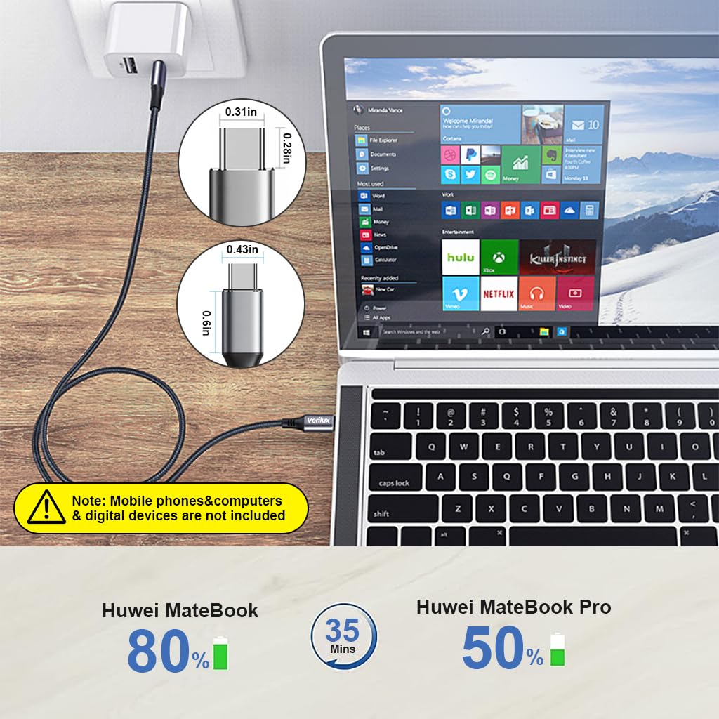 Verilux Type C to Type C Cable, 16.4Ft PD 60W Fast Charging USB C Cable, 480Mbps Data Transfer Cable Nylon Braided C to C Type Cable for MacBook Pro 2020, iPad Pro 2020, iPad Air 4, Samsung S23