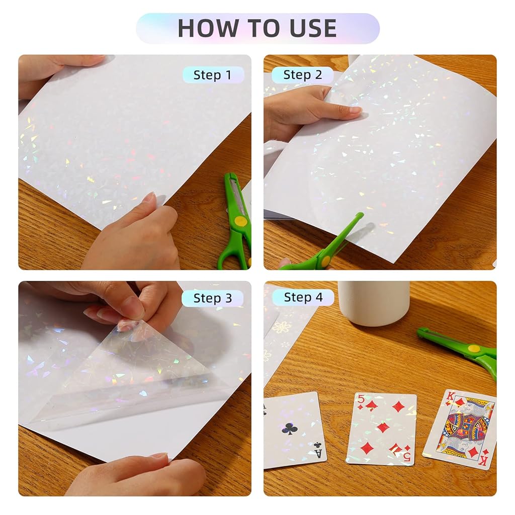 OFIFO® Holographic Sticker Paper - 36 Waterproof Vinyl Sheets with 6 Rainbow Patterns, DIY Craft & Festival Project Essential, 8.5x11 Inch Multicolor