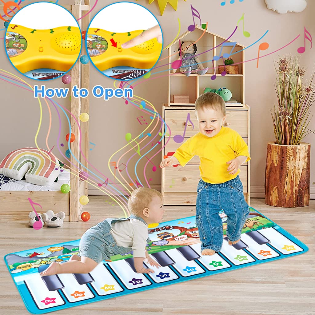 PATPAT Musical Mat for Kids,Large Size Musical Mat Piano Keyboard Play Mat Floor Music Mat for Toddlers, Early Educational Toys Musical Toys Gift Kids Toys for Boys Girls 3+ Year (59x24inch)