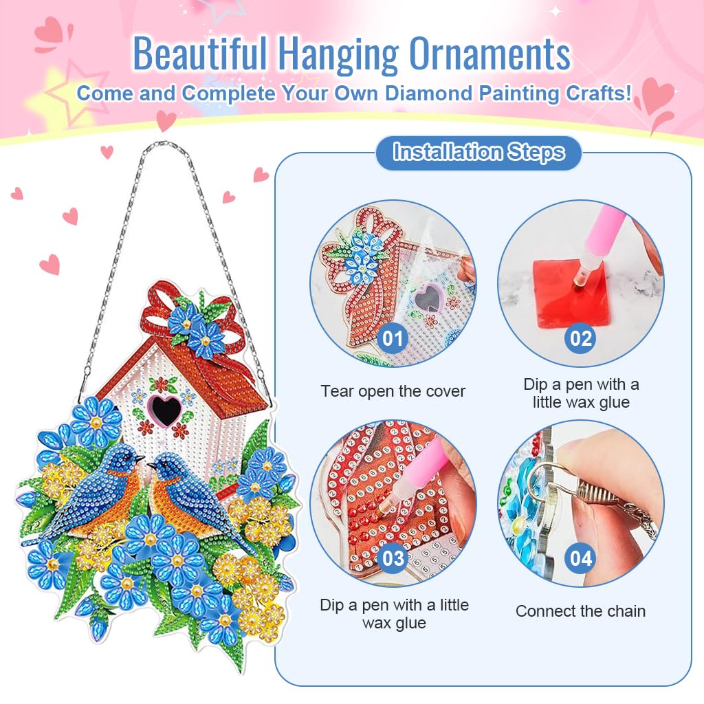 PATPAT Diamond Painting Kit for Adults Kids Hanging Christmas Diamond Art Kits Diy Crystal Paint Art and Craft Kit, Diamond Painting Decoration Kit Crystal Wreath for Wall Door Home Christmas Decor