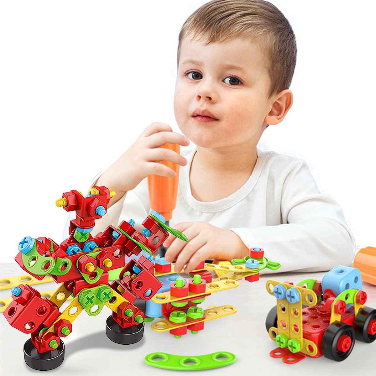 PATPAT Building Blocks for Kids 288 Pcs DIY Construction Toys for Kids Educational Stem Toys Building Sets with Electric Drill Kids Activities Toys Creative Puzzle Games for Boys Girls 3 4 5 6 7 8