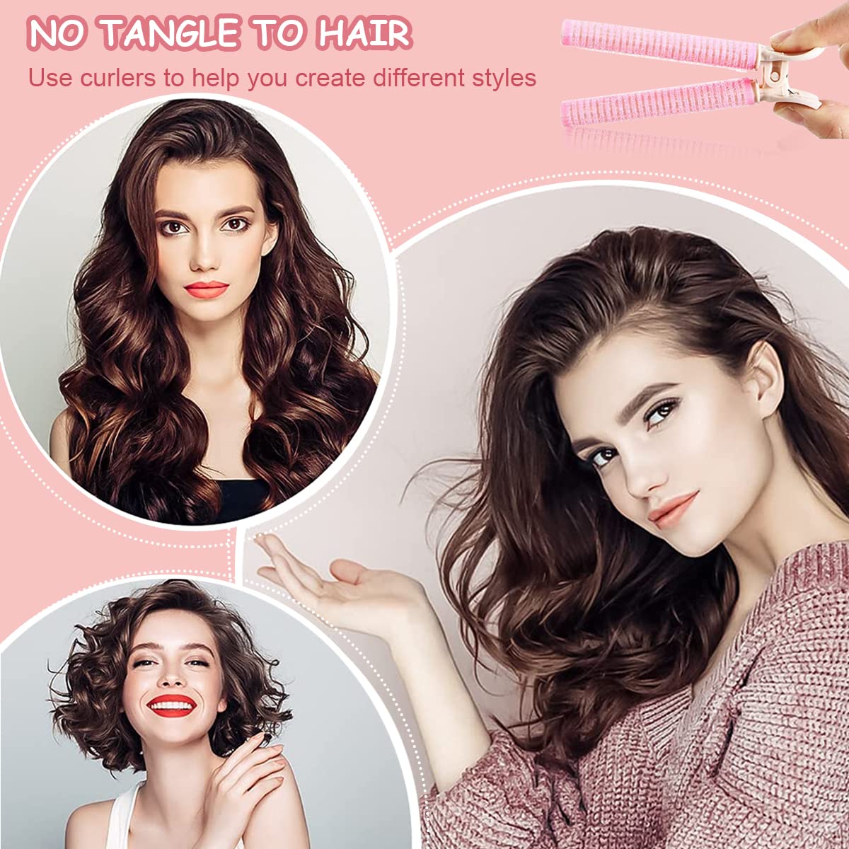 HASTHIP Blue 4Pcs Volumizing Root Clip Hair Curler Rollers | Instant Bang Heatless Hair Curling Styling Tools for Women & Girls Long & Short Hair, DIY Hairdressing