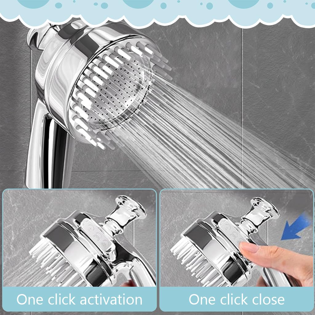 Qpets Pet Shower Head Attachment with Dog Brush, 2 in 1 Grooming Tool Kit for Dogs and Cats, Pet Shower Head for All Breeds and Sizes - Easy Installation & Enhanced Cleaning