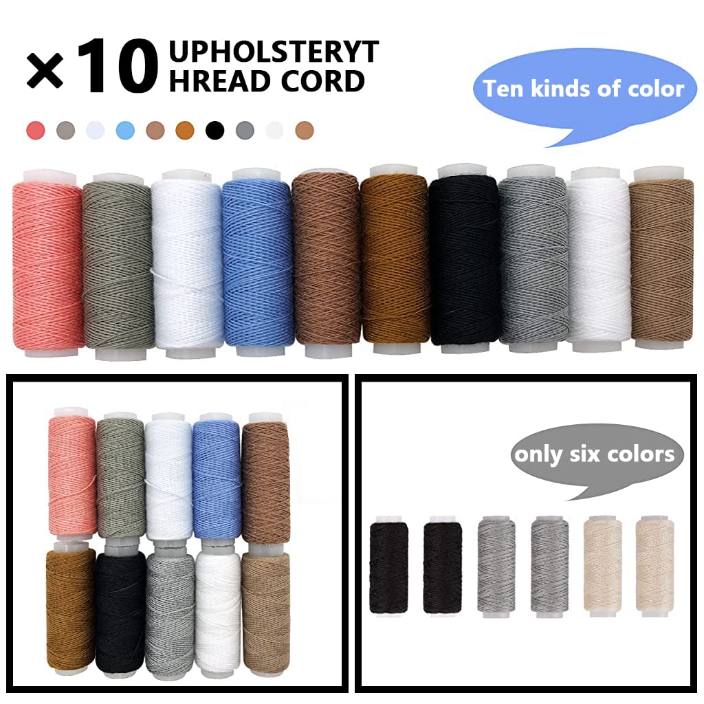 HASTHIP Leather Sewing Kit, 47 Pieces Upholstery Repair Sewing Kit with Sewing Awl, Seam Ripper, Leather Hand Sewing Stitching Needles, Sewing Thread for Car, Sofa, Backpack, Shoe, Craft DIY